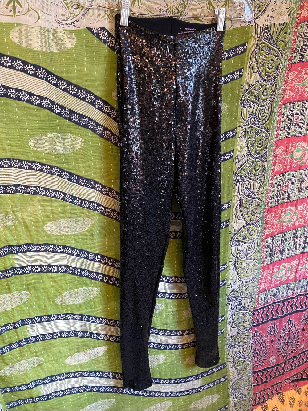 Commando x Revolve Black High Rise Sequined Leggings Small Edgy Downtown Loud - Picture 4 of 15